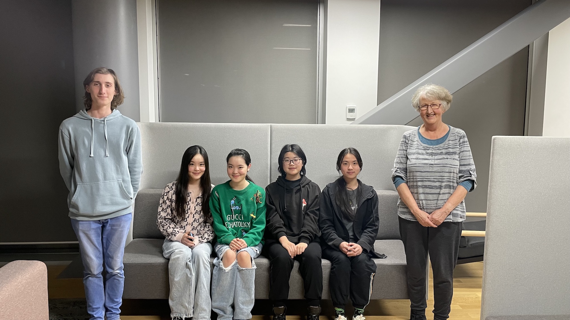 Left to Right: Zalan Varga (Deputy Leader), Belle Yin, Ena Yin, Jasmine Liu, Phoebe Zhang, Margot Phillipps (Leader)